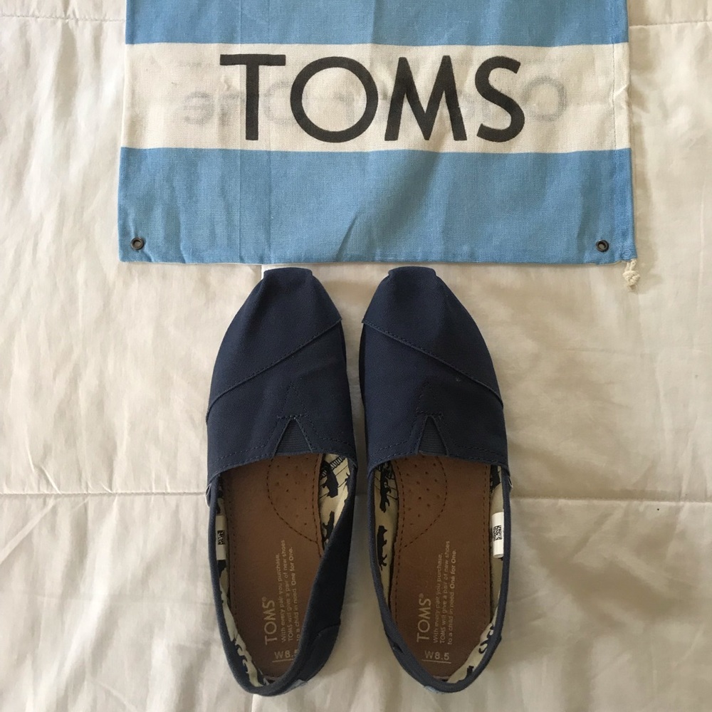 Navy Blue Toms Size 8.5